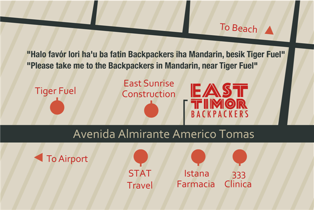 Map showing the location of East Timor Backpackers Hostel